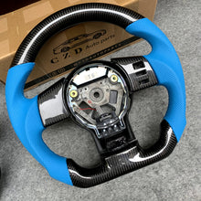 Load image into Gallery viewer, CZD Infiniti FX35 2003-2008 carbon fiber steering wheel with light blue perforated leather