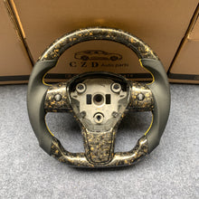 Load image into Gallery viewer, CZD Tesla model 3 gold flake forged carbon fiber steering wheel