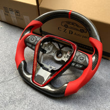 Load image into Gallery viewer, CZD Toyota Avalon 2019-2021 carbon fiber steering wheel with red perforated leather