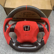 Load image into Gallery viewer, For 2003-2007 7gen Accord in Sexy Red Leather and Carbon grips steering wheel design