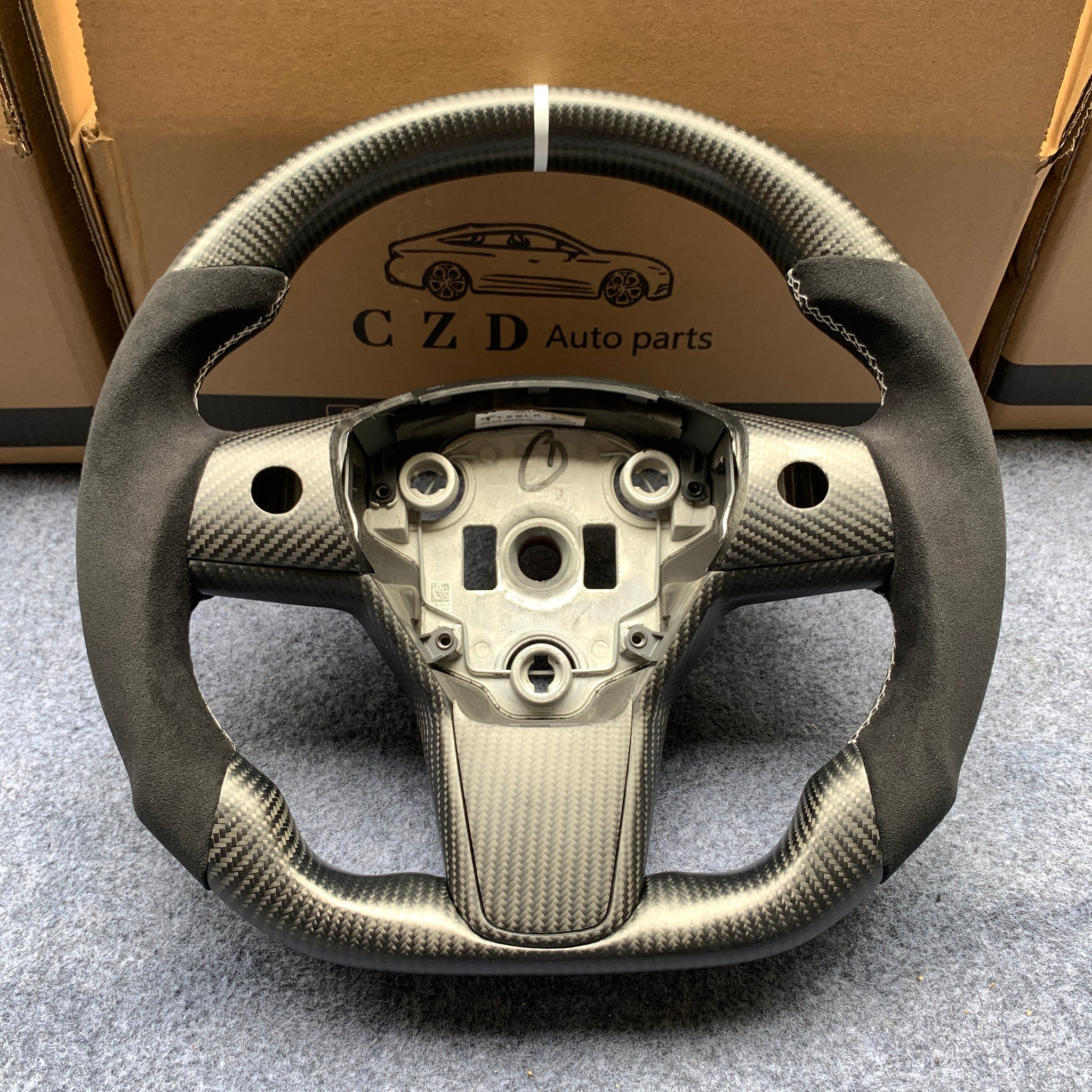 CZD Tesla model 3/model Y carbon fiber steering wheel with Alcantara – CZD  Autoparts
