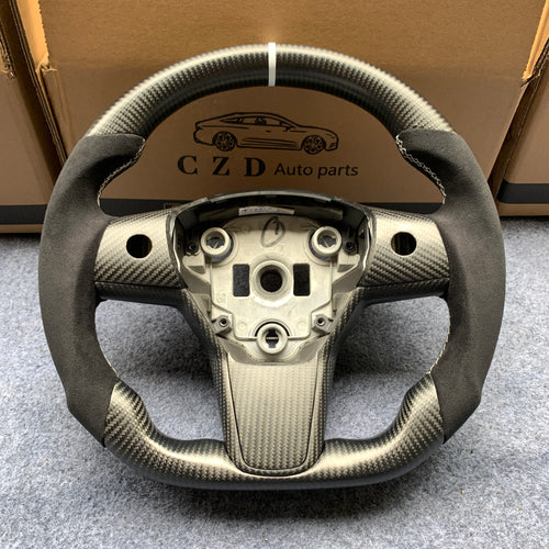 CZD Tesla model 3/model Y carbon fiber steering wheel with Alcantara