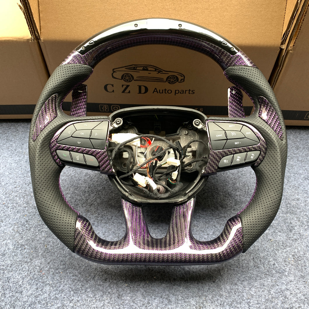 CZD Dodge Challenger/Charger 2015-2021 purple wire carbon fiber steering wheel with LED