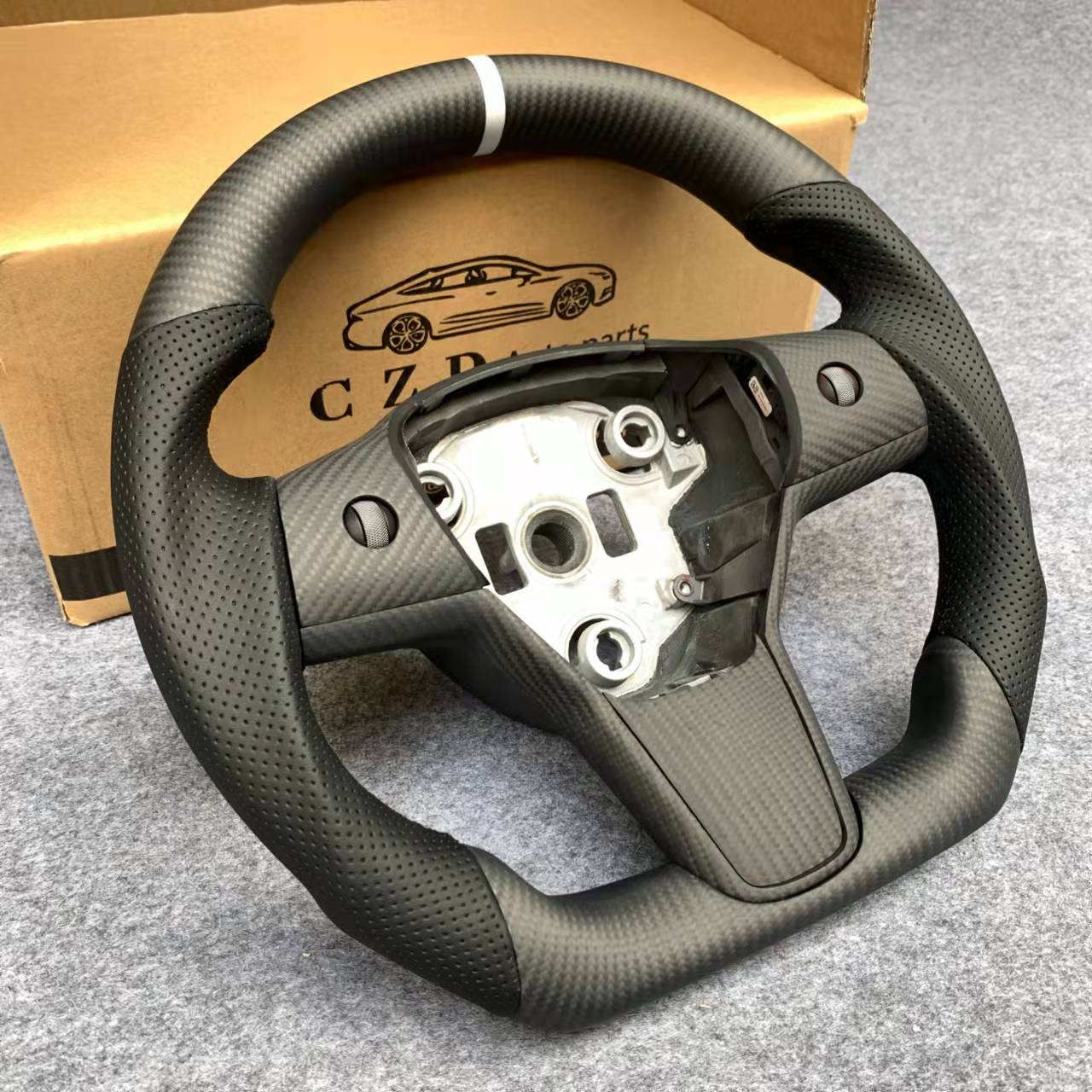 CZD Tesla model 3/model Y carbon fiber steering wheel with matte desig –  CZD Autoparts