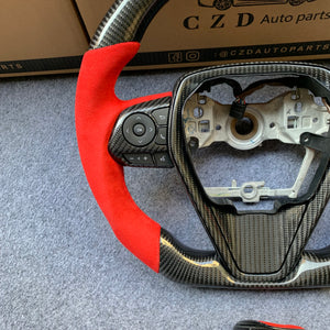 CZD Camry XSE/TRD 2018/2019/2020/2021/2022/2023 Carbon Fiber steering wheel with red Alcantara