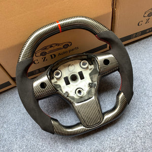 CZD Tesla model 3/model Y carbon fiber steering wheel with black Alcantara